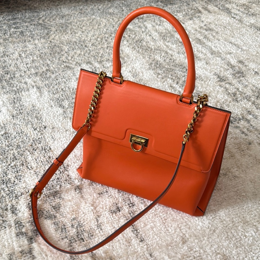 Ferragamo Orange Leather Handbag